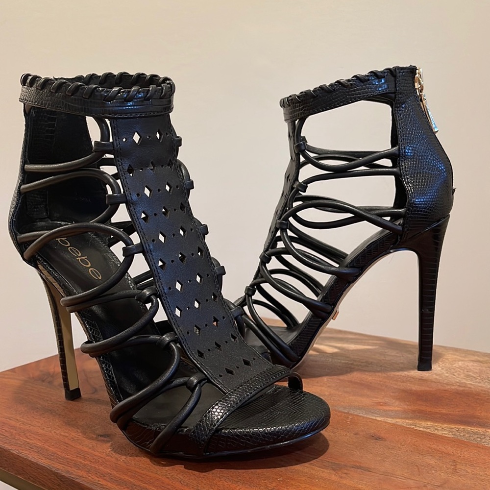 Bebe black cutout heel